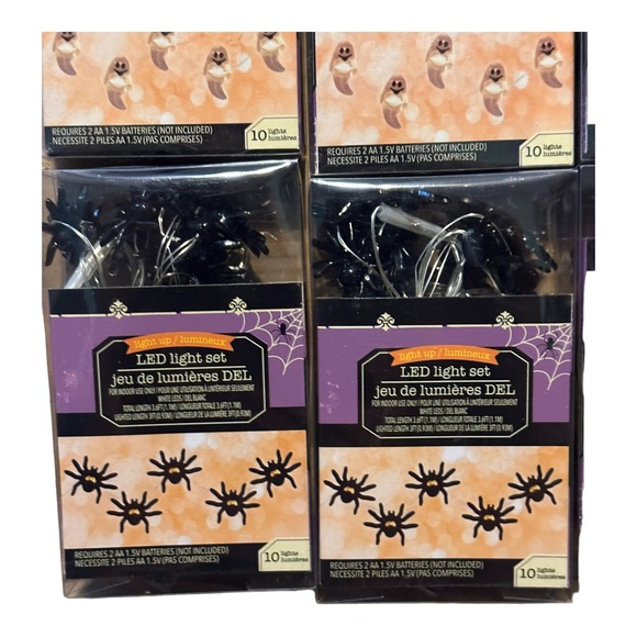 8 Pk Halloween Light Up LED Bats, Pumpkins, Ghosts, & Spiders String Lights NWT - Picture 5 of 8